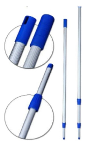 Cabo Extensor Longo Telescópio Alumínio Com Regulagem 5 Mts