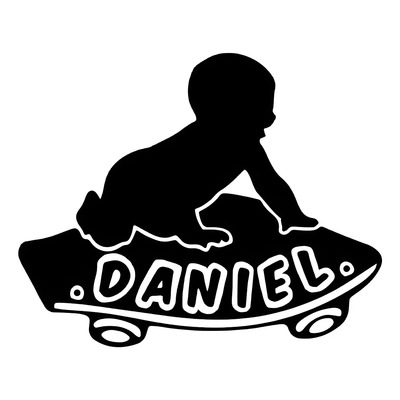 Sticker Bebé A Bordo Personalizada Patineta Babyboy Negro