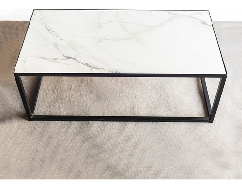 Mesa Ratona De Porcelanato Simil Marmol Rectangular