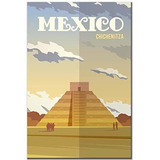 México Imán De Nevera Chichen Itza Vintage Poster Maya Recue