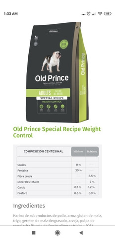 Old Prince Weight Control Light X 15 K Vet Campana