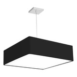 Lustre Cupula Pendente Dome Quadrado 50x15cm Preto