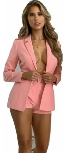 Conjunto De Blazer Y Pantalones Cortos De Oficina For Mujer