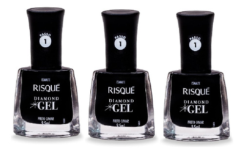 Risque Diamond Gel Preto Caviar 9,5ml Kit 3un