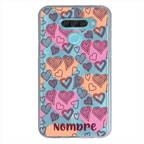 Funda LG Corazones Con Tu Nombre Uso Rudo Personalizada