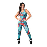 Macacão Longo Feminino Suplex Estampado Fitness Academia