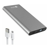 Power Bank Brillo Metálico Batería Portátil 10000mah 2.1a Color Gris