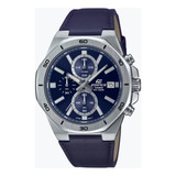 Edifice Efv 640l 2a Original Cronografo Cuero Azul Octagonal