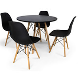 Conjunto Eiffel Mesa 80cm Redonda Cozinha + 4 Cadeiras Eames