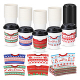 Paquete De 50 Tazas De Cafe Desechables De Navidad De 12 Onz