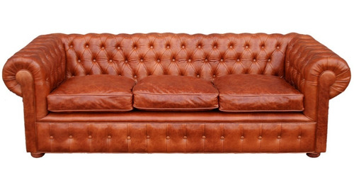 Sofa Chesterfield Sillon Chester 3 Cuerpos De Cuero Vacuno