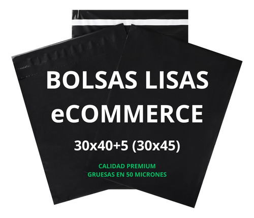 Bolsas Ecommerce Negras Lisas 30x45 N°2 Calidad Premium X100