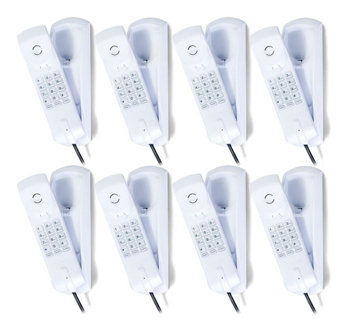 Kit 08 Telefones Com Fio Gôndola Branco Tc 20 Intelbras