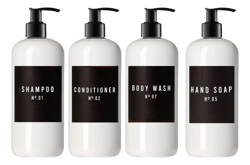 4 Dispensadores Blanco Vintage Plastico,jabon,shampo 500ml