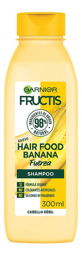 Shampoo Garnier Fructis Hair Food Banana Fuerza En Tubo Depresible De 300ml Por 1 Unidad