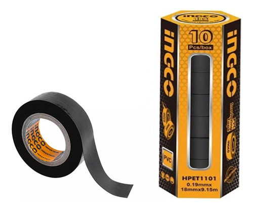 Huincha Cinta Aisladora Pvc 18mm X 9.15mts 10und Hpet1101 Color Negro