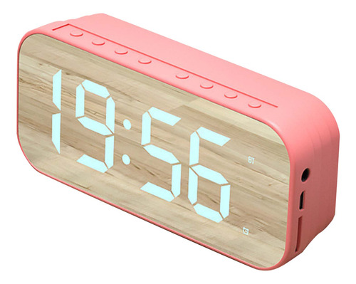 Reloj Despertador Con Altavoz Bluetooth Digital Oficina Rosa