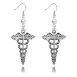 Caduceus Aretes Perlas Angel Para Mujeres Y Niñas Gotico Ale