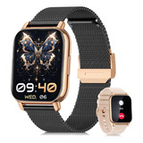 Reloj Inteligente Mujer Deporte Bluetooth Call Oro Negro 1.9