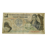 Billete Colombiano De De 20 Pesos De 1979