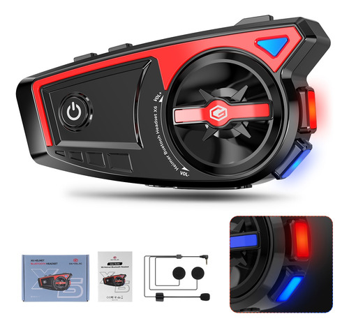 Audífonos Para Casco De Motos X6 Red Bt5.3+edr 1500mah 