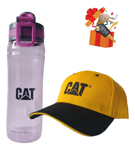 Gorra Cat + Botella De Agua Morado + Llave Arranque Y Paso.