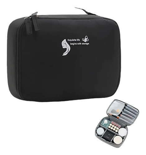 Neceser Maquillaje Brochas Organizador Cosmeticos Viaje Color Negro Diseño De La Tela Liso