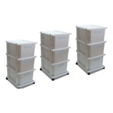 Cajonera 3 Cajones Organizador Plastico Rattan Con Ruedas X3