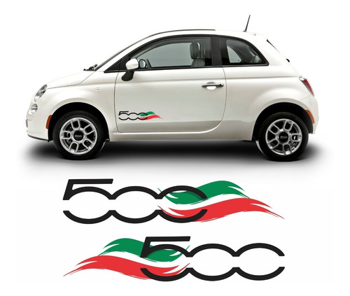 Par Adesivo Emblema Lateral Fiat 500 Preto Italia Sport 42