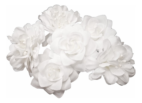 Horquilla Flores Blancas Bautismo Casamiento Hebillas Fiesta