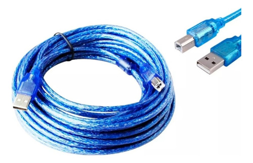 Cable Para Impresora 10 Metros Blindado Azul Usb 2.0