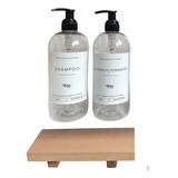 Set Dispenser Plastico Transp Shampoo-acondicionador+tablita