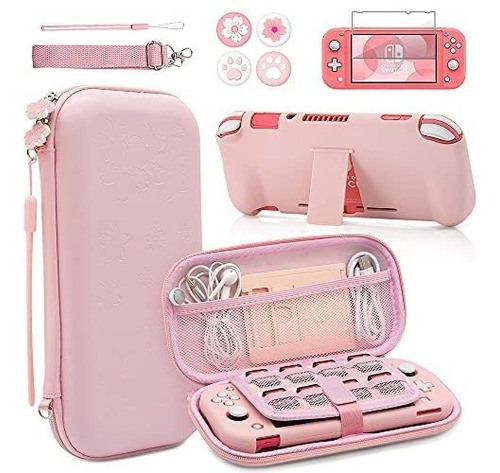 Kit Accesorios Para Nintendo Switch Lite Rosa Funda Carcasa