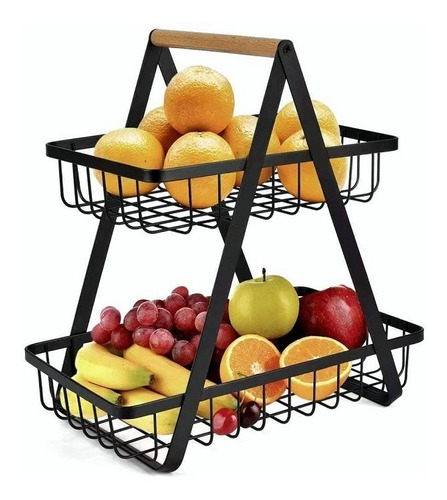 Frutero Cesta De Cocina 2 Niveles Rack Organizador Fruta Pan