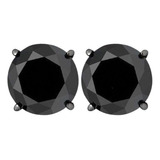 Arete Diamante Circular Color Negro Zirconia 