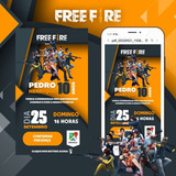 Convite De Aniversário Digital Do Free Fire | Com 2 Botões.