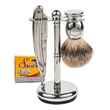 Set De Barberia Parker Safety Razor En Acero Inoxidable