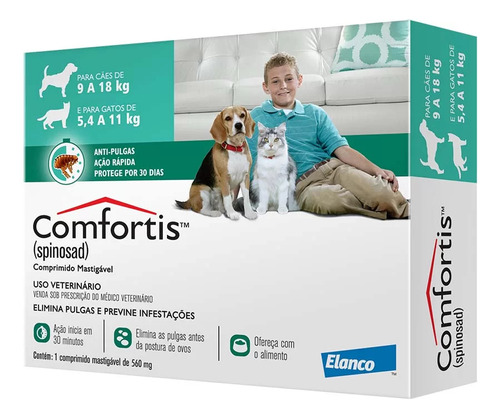 Antipulgas Comfortis Cães 560 Mg (9 A 18 Kg) 1 Comprimido