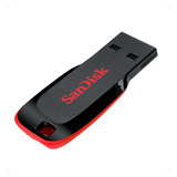 Pendrive Sandisk Cruzer Blade 64gb 2.0 Preto E Vermelho