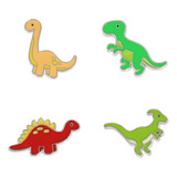 Bonito Juego De 4 Broches De Dibujos Animados De Dinosaurios