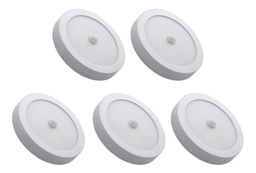 Pack 5 Foco Led Sobrepuesto 18w Sensor Movimiento Luz Fria