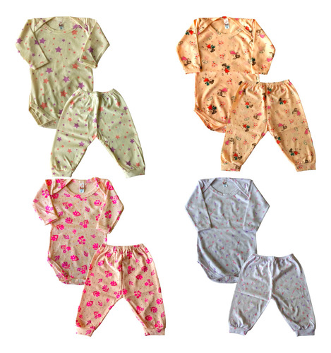 Pijamas Conjunto Prematuro - 4 Body + 4 Calça Pagao Bebê