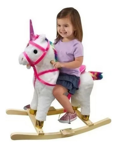 Caballo Unicornio Montable Mecedora Balancin Luces Sonido