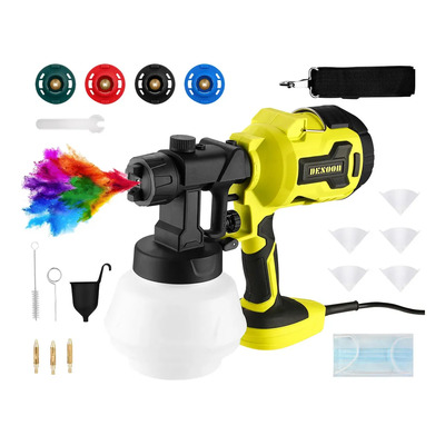 Pistola De Pintura 1200w Profissional Elétrica Hvlp Pulverizadora 1000ml 32000rpm Com 4 Bicos De Cobre Puro 220v Desoon | Frete grátis