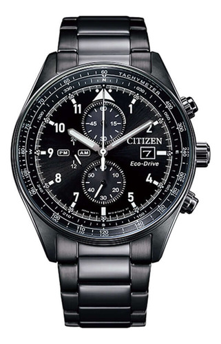 Reloj Citizen Ecodrive Crono Ca077587e Local Daddona Color De La Malla Negro Color Del Bisel Negro Color Del Fondo Negro