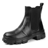 Bota Feminina Botinha Chelsea Casual De Elastico Ajustável