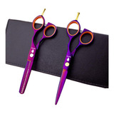 Tijeras De Barbero Profesional P/ Cortar Y Degrafilar-morado