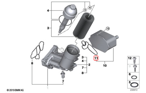 Junta Enfriador De Aceite Para Bmw X5 E53 3.0d M57 Foto 2