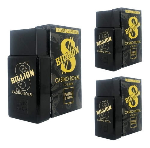 Kit Com 3 Perfumes Billion Casino Royal Para Homem 100ml