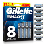 Kit C/ 8 Refis Gillette Mach3 Regular Shaver Leve 8 Pague 6